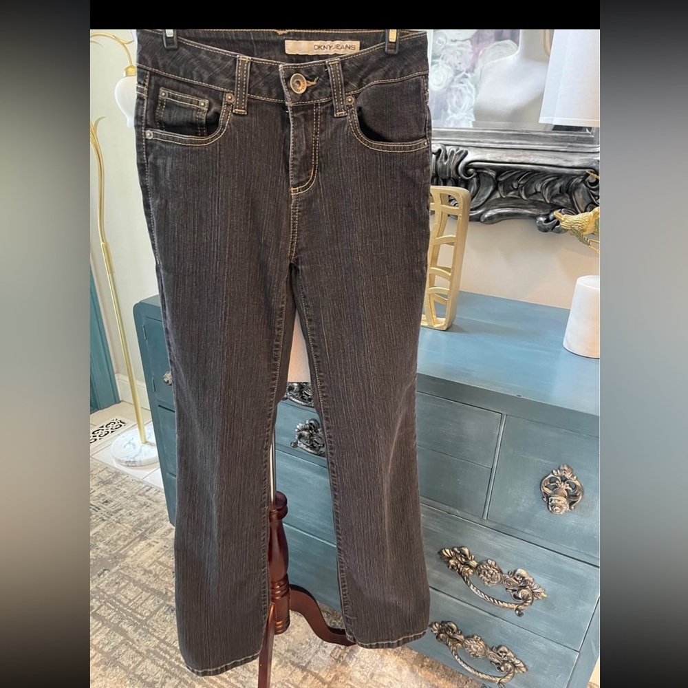 DKNY SoHo Jeans Women’s Sz 4R Dark Wash Pin Stripe Bootcut Jeans